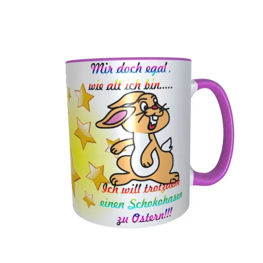 Hase mit Spruch - Zwei-Farben Tasse