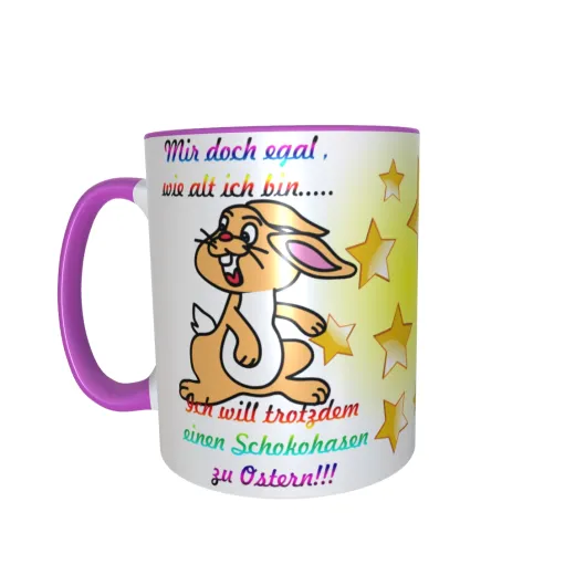 Hase mit Spruch - Zwei-Farben Tasse