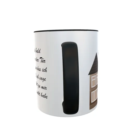 Haus mit Spruch - Zwei-Farben Tasse