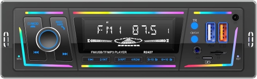 RDS Autoradio Bluetooth, 1 DIN Autoradio mit Type-C, 2 USB und RGB-Licht