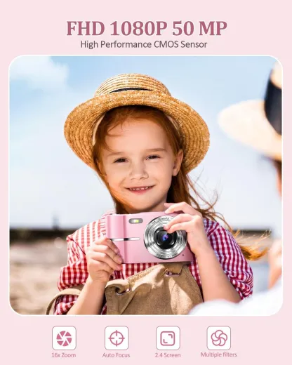 Digitalkamera, Autofokus 50MP FHD 1080P Kamera M03 für Kinder mit 16x Zoom +16GB MicroSD