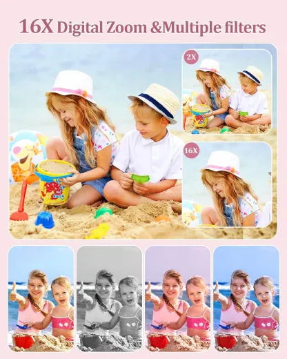 Digitalkamera, Autofokus 50MP FHD 1080P Kamera M03 für Kinder mit 16x Zoom +16GB MicroSD