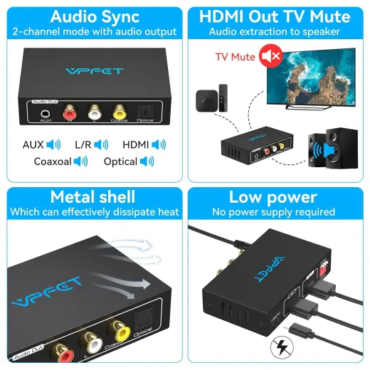 VEDINDUST HDMI Audio Extractor 4K30Hz HDMI Optisch Splitter Adapter
