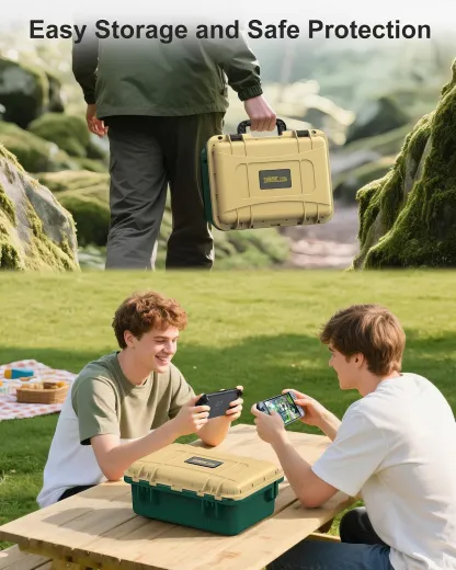 Hartschalen Tasche für Nintendo Switch 2, Professional Deluxe IP67 wasserdicht, weich gefütterte Hartschalen Tragetasche für Nintendo Switch 2 Console Pro Controller und Zubehör (Gelb & Grün)