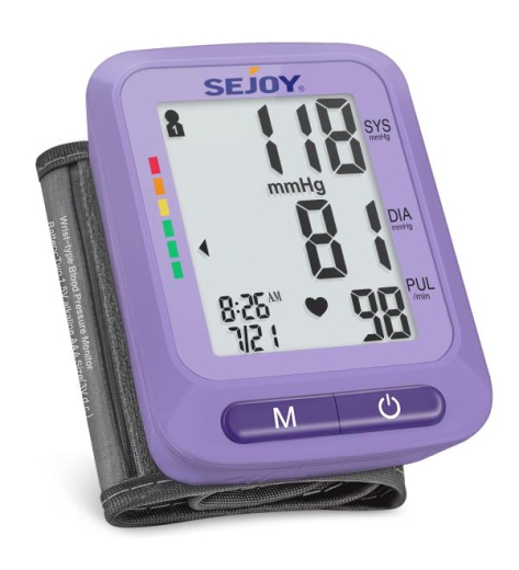 Blutdruckmessgerät Handgelenk Manschette 5,3-8,5 Zoll, Automatische Blutdruckmaschine, Große LCD-Anzeige, 2 Benutzer Lesespeicher, Unregelmäßiger Herzschlagdetektor, Home Use Digital BP Machine (Purple)