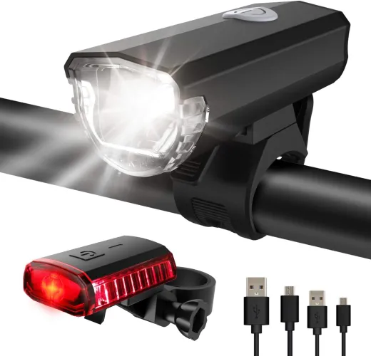 ITSHINY Fahrradlicht - Fahrradlicht USB Aufladbar, StVZO Zulassung Fahrradlampe Aus Aluminium LED, Fahrradbeleuchtung Set Wasserdicht 2 Licht-Modi Frontlicht und Rücklicht Set