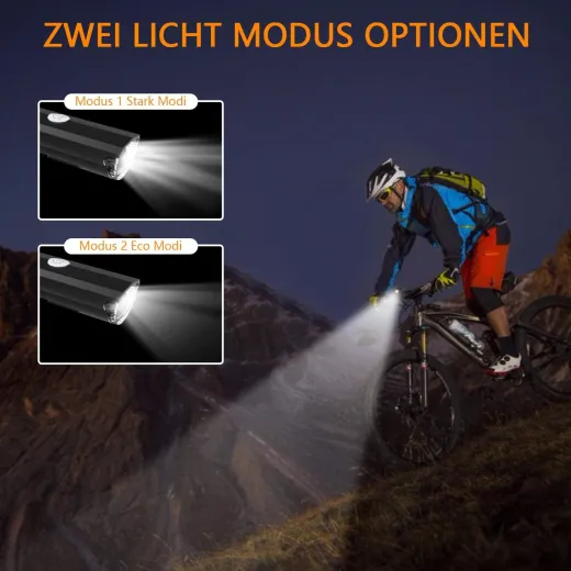 ITSHINY Fahrradlicht - Fahrradlicht USB Aufladbar, StVZO Zulassung Fahrradlampe Aus Aluminium LED, Fahrradbeleuchtung Set Wasserdicht 2 Licht-Modi Frontlicht und Rücklicht Set