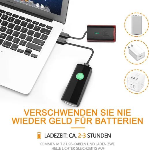ITSHINY Fahrradlicht - Fahrradlicht USB Aufladbar, StVZO Zulassung Fahrradlampe Aus Aluminium LED, Fahrradbeleuchtung Set Wasserdicht 2 Licht-Modi Frontlicht und Rücklicht Set