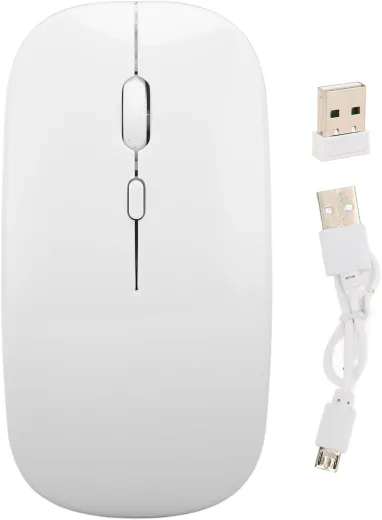 Wiederaufladbare -Maus, Schlanke, Tragbare Kabellose Mäuse für Laptop, PC, Tablet mit Stabiler Verbindung, Geräuscharm, Geeignet für, Computer, Empfindlich und (Weiss)