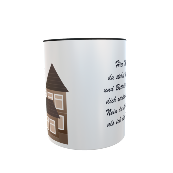 Haus mit Spruch - Zwei-Farben Tasse