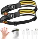 Stirnlampe LED Wiederaufladbar, 2000 Lumens Superhell 230°Weitwinkel 3*LED Weiß Licht Sensor Kopflampe, IPX5 Wasserdicht 0.14lb Leichtgewichtig Stirnlampen Perfekt zum Camping,Joggen,Wandern,Angeln,Fahrrad