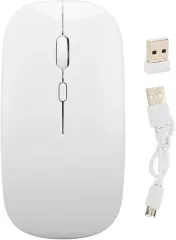 Wiederaufladbare -Maus, Schlanke, Tragbare Kabellose Mäuse für Laptop, PC, Tablet mit Stabiler Verbindung, Geräuscharm, Geeignet für, Computer, Empfindlich und (Weiss)